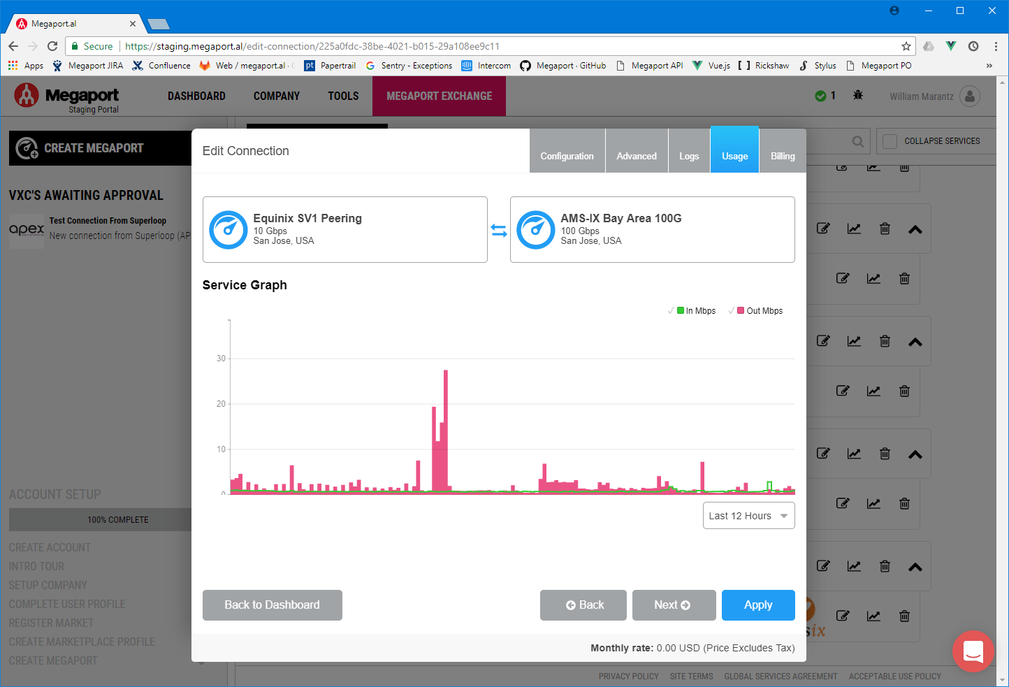 Megaport Connection Usage Graphs